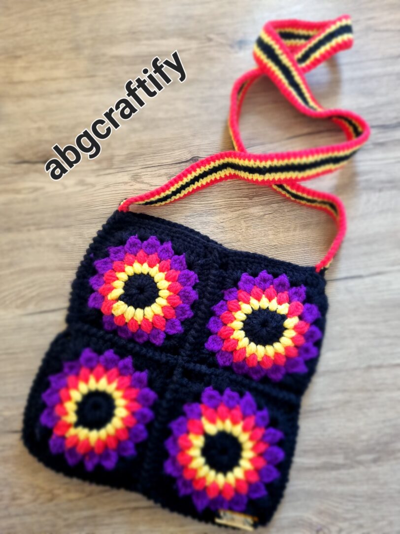 ΠΛΕΚΤΗ ΤΣΑΝΤΑ ΩΜΟΥ -GRANNY SQUARE