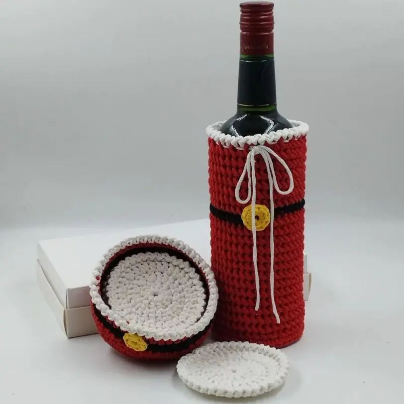 Σετ δώρου, σουβέρ – κασπώ – 1 bottle cozy, Άγιος Βασίλης - Image 2