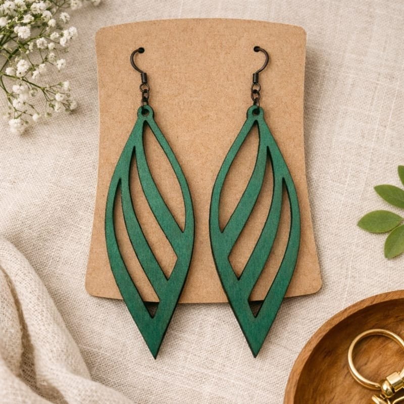 Laser Cut Wooden Hollow Leaf Drop Earrings 1 Laser Cut Wooden Hollow Leaf Drop Earrings