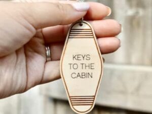 Retro Motel Style Wood Keychain