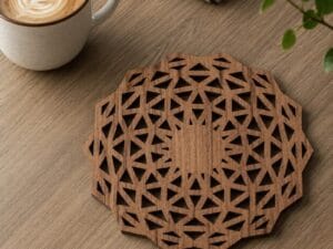 Ξύλινο Διακοσμητικό Σουβέρ Laser Cut – Χειροποίητο Coaster για Κούπες & Ποτήρια