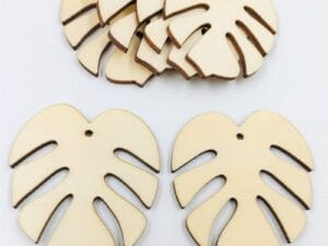 Laser Cut Wood Leaf Earring