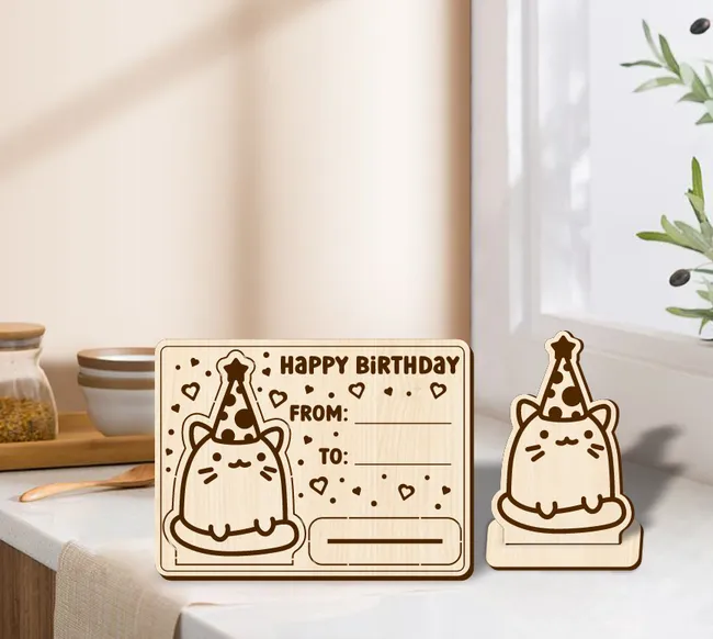 Happy Birthday Wooden Card! 1 Wooden flower bouquet