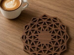 Laser Cut Wooden Geometric Coasters.