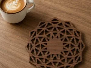 Laser Cut Wooden Geometric Coasters.