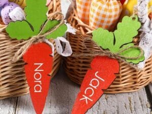 Basket Name Blank Wooden Easter Carrot