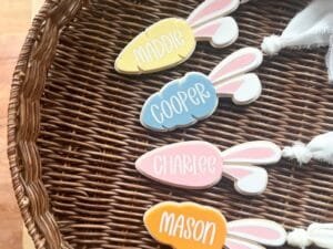 Laser Cut Carrot Tag With Bunny Ears Personalized