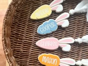 Laser Cut Carrot Tag With Bunny Ears Personalized