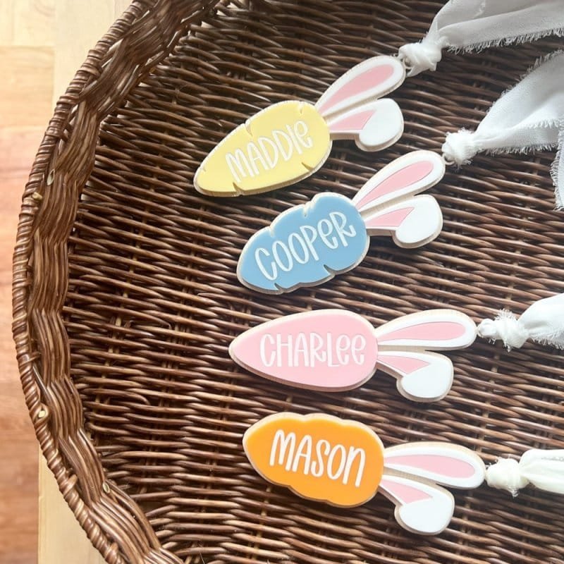 Carrot Tag With Bunny Ears Personalized 1 Laser Cut Carrot Tag With Bunny Ears Personalized