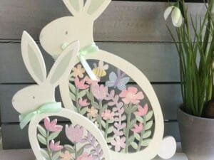 Laser Cut Easter Bunny With Flowers