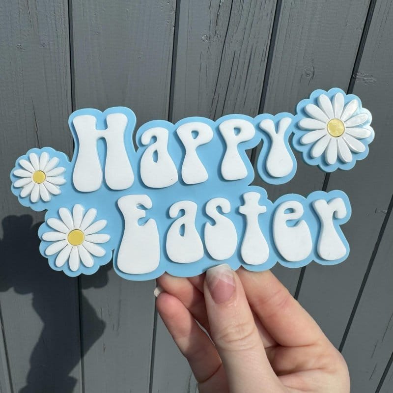 Laser Cut Happy Easter Cake Topper 1 Laser Cut Happy Easter Cake Topper