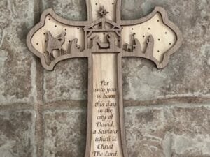 Laser Cut Nativity Cross Scripture Christmas