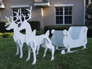Laser Cut Sleigh With 2 Reindeer