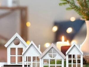 Laser Cut Standing Houses Centerpiece